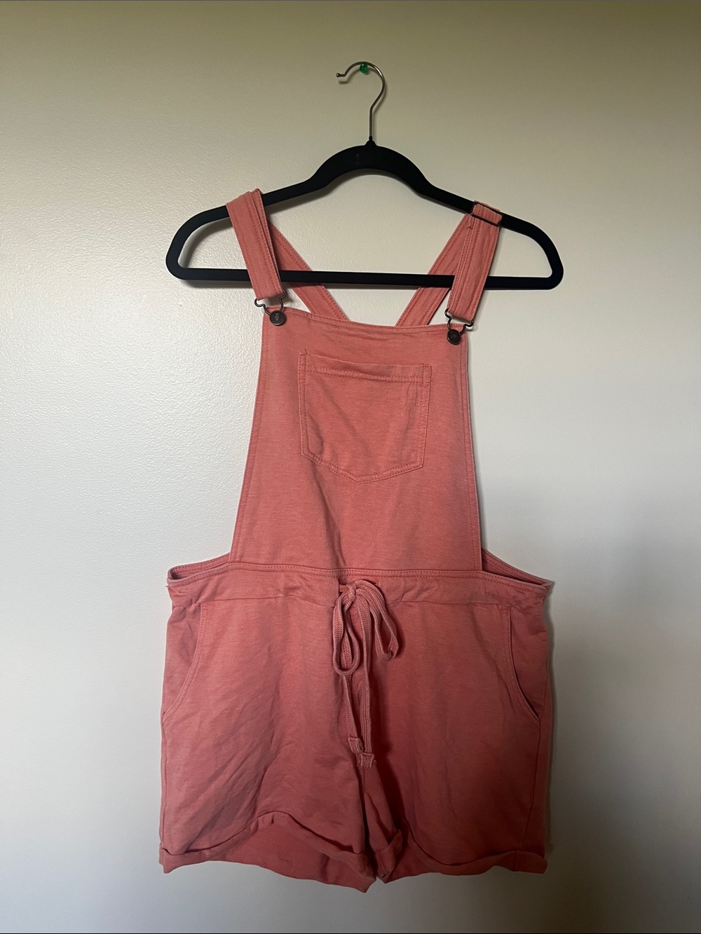 Wallflower Coral Pink Short Overalls Romper